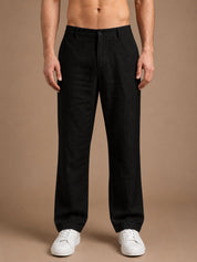 Linen Relaxed-Fit Regular Trousers for Men