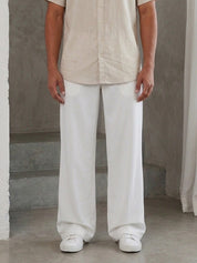 Cotton Blend Solid Relaxed-Fit Trouser