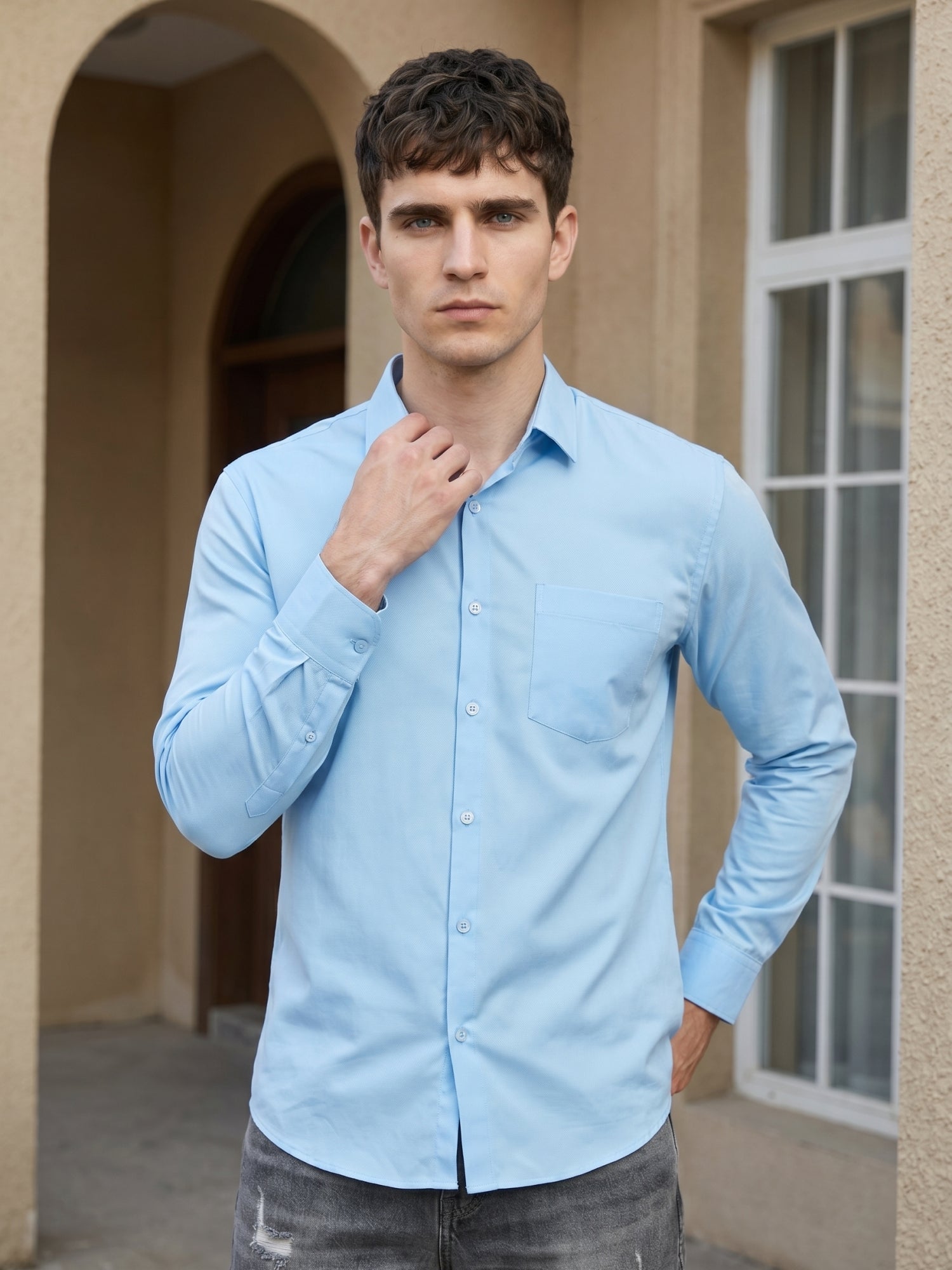 Cotton Solid Casual Shirt for Mens
