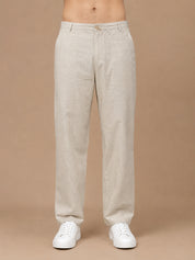 Linen Relaxed-Fit Regular Trousers for Men