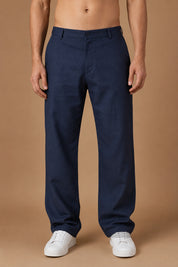 Linen Relaxed-Fit Regular Trousers for Men