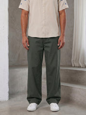Solid Relaxed-Fit Cotton Trouser