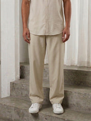 Cotton Blend Solid Relaxed-Fit Trouser