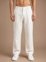 Linen Relaxed-Fit Regular Trousers for Men