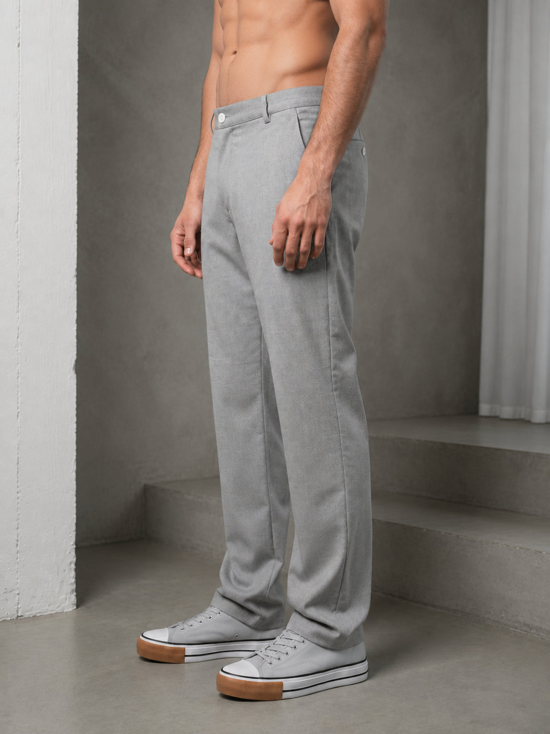 Men's Cotton Blend Solid Straight Fit Relaxed Trousers
