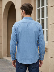 Classic Washed Denim Button-Down Shirt