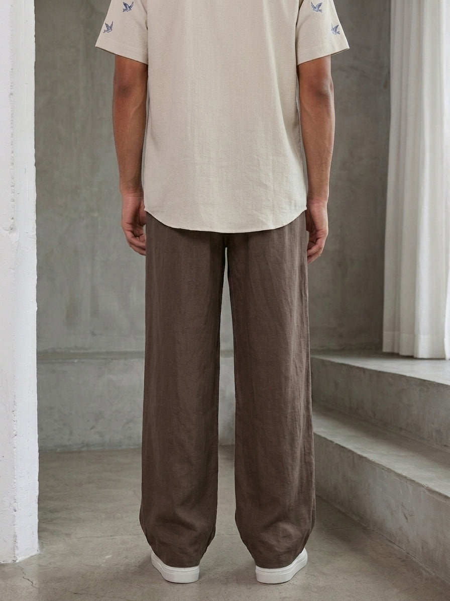 Solid Relaxed-Fit Cotton Trouser