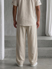 Cotton Blend Solid Relaxed-Fit Trouser