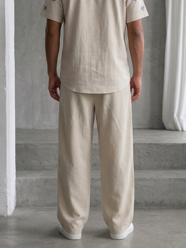 Cotton Blend Solid Relaxed-Fit Trouser