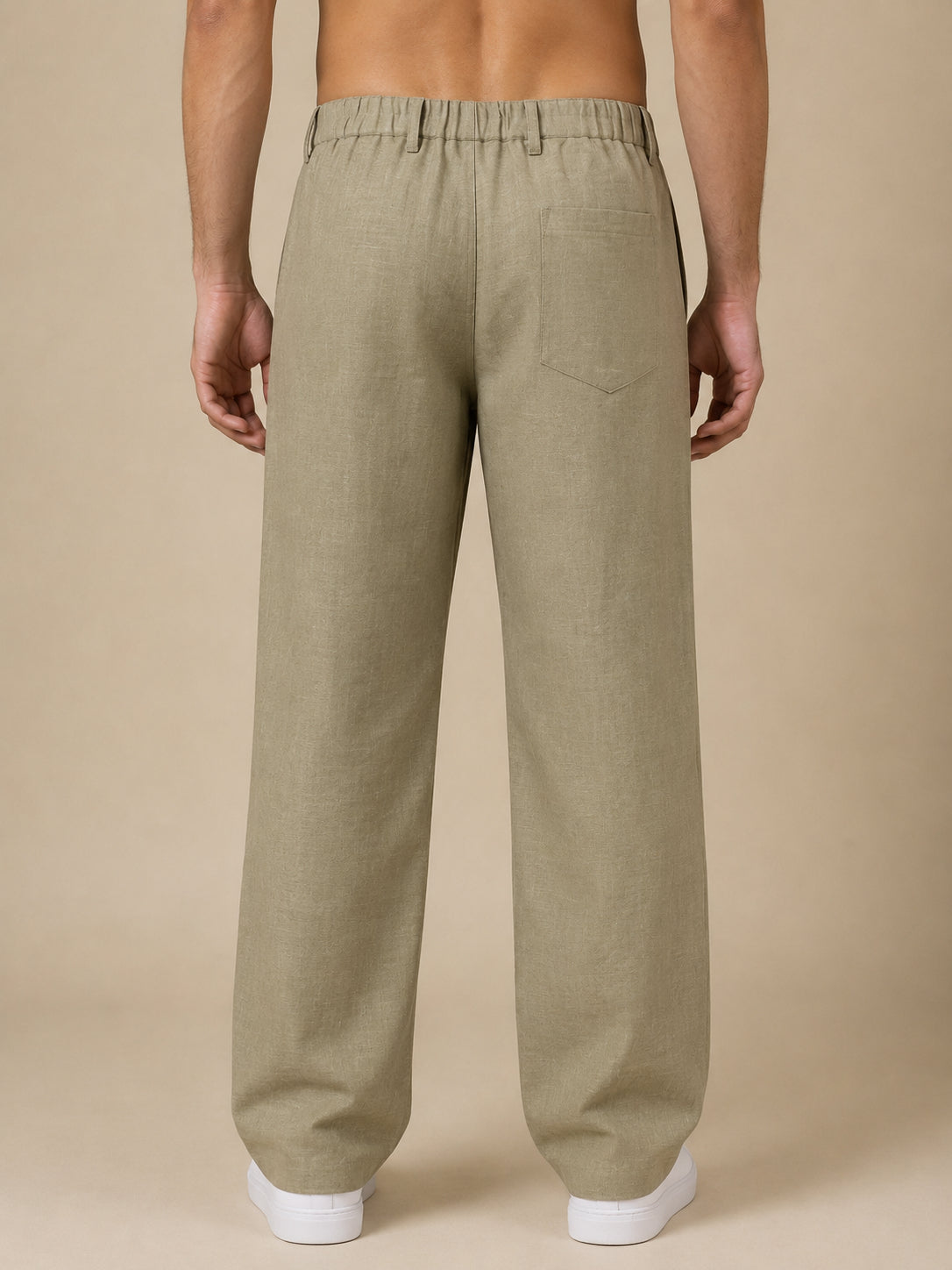 Linen Relaxed-Fit Regular Trousers for Men