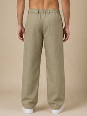 Linen Relaxed-Fit Regular Trousers for Men