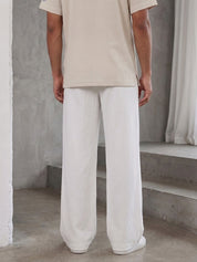 Cotton Blend Solid Relaxed-Fit Trouser