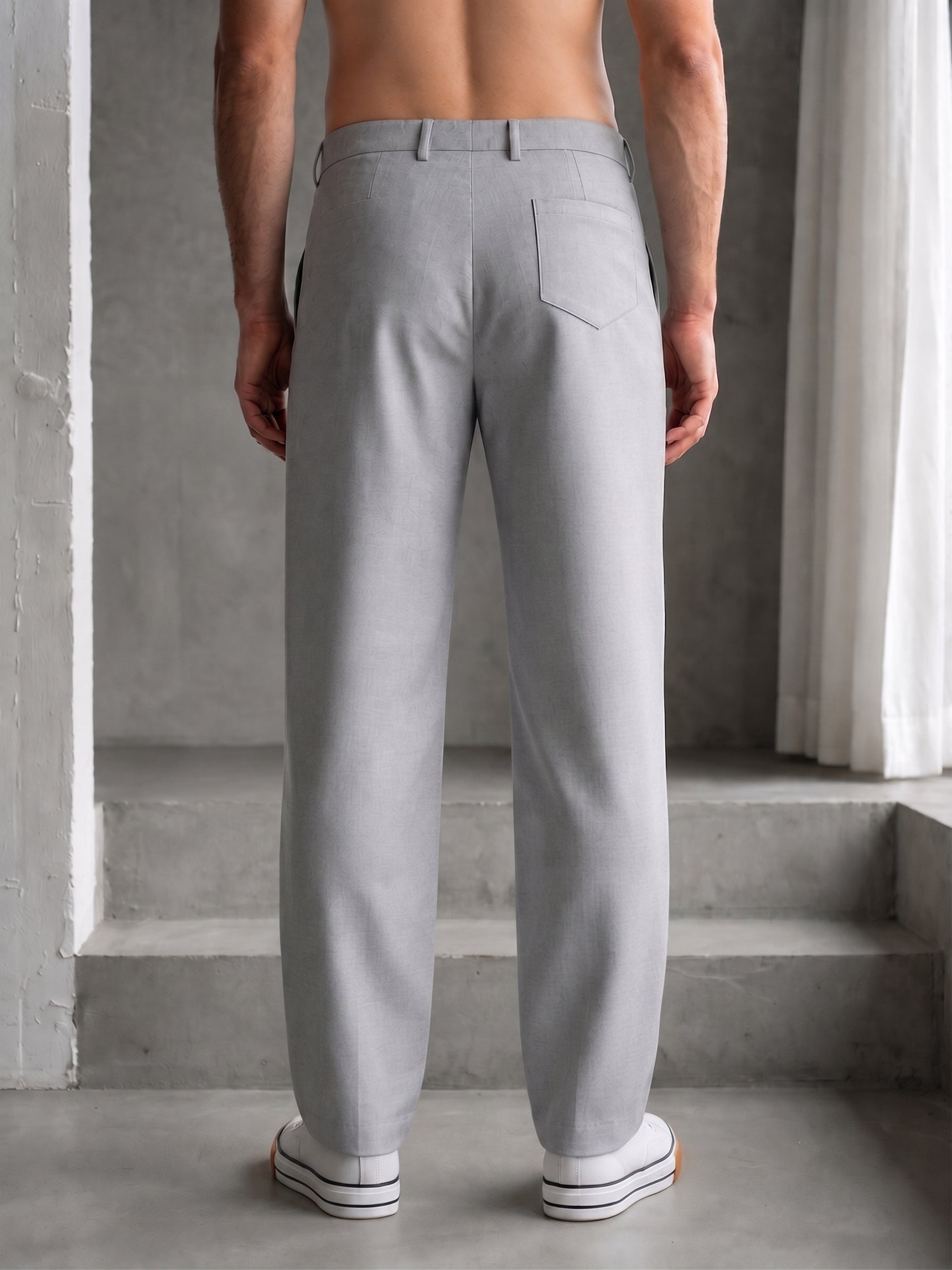 Men's Cotton Blend Solid Straight Fit Relaxed Trousers