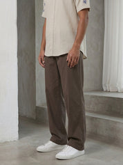 Solid Relaxed-Fit Cotton Trouser