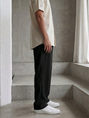 Solid Relaxed-Fit Cotton Trouser