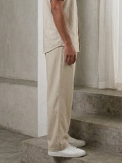 Cotton Blend Solid Relaxed-Fit Trouser