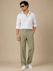 Linen Relaxed-Fit Regular Trousers for Men