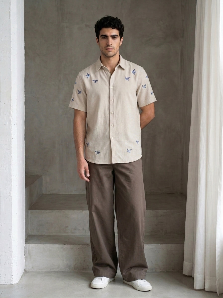 Solid Relaxed-Fit Cotton Trouser