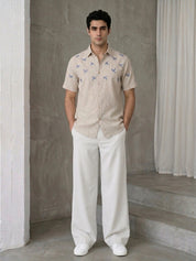 Cotton Blend Solid Relaxed-Fit Trouser