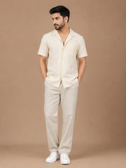 Linen Relaxed-Fit Regular Trousers for Men