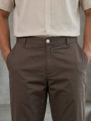 Solid Relaxed-Fit Cotton Trouser