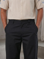 Solid Relaxed-Fit Cotton Trouser