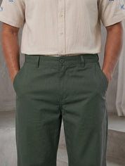 Solid Relaxed-Fit Cotton Trouser