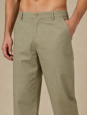 Linen Relaxed-Fit Regular Trousers for Men