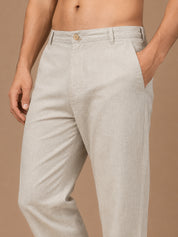 Linen Relaxed-Fit Regular Trousers for Men