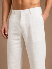 Linen Relaxed-Fit Regular Trousers for Men