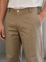 Solid Relaxed-Fit Cotton Trouser