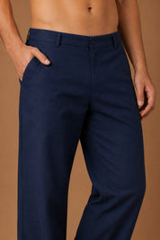 Linen Relaxed-Fit Regular Trousers for Men