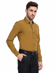 Indian Needle Men's Cotton Solid Mustard Formal Shirt's
