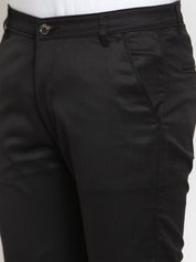 Indian Needle Men's Black Solid Formal Trousers