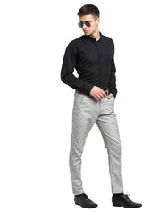 Indian Needle Men's Grey Cotton Solid Formal Trousers