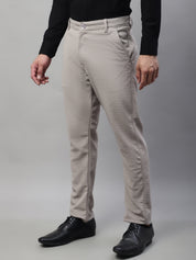 Indian Needle Men's Light Grey Tapered Fit Formal Trousers