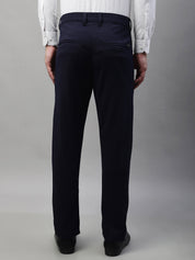 Indian Needle Men's Navy Blue Tapered Fit Formal Trousers