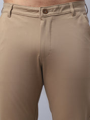 Tapered Fit  Solid Trousers For Men