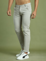 Tapered Fit Solid Trousers for Men
