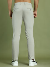 Tapered Fit Solid Trousers for Men