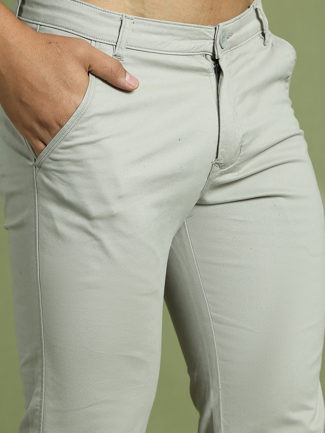 Tapered Fit Solid Trousers for Men