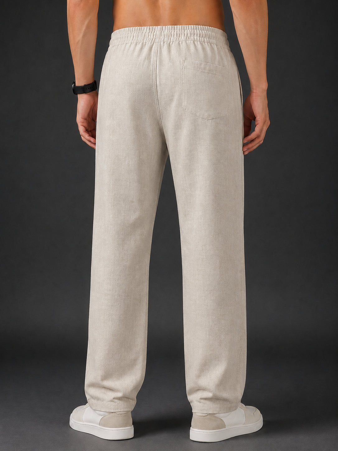 Linen Relaxed-Fit Regular Trousers for Men