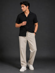 Linen Relaxed-Fit Regular Trousers for Men