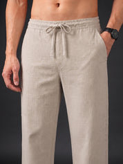 Linen Relaxed-Fit Regular Trousers for Men