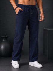 Linen Relaxed-Fit Regular Trousers for Men