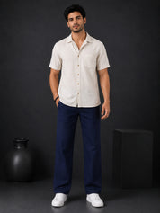 Linen Relaxed-Fit Regular Trousers for Men
