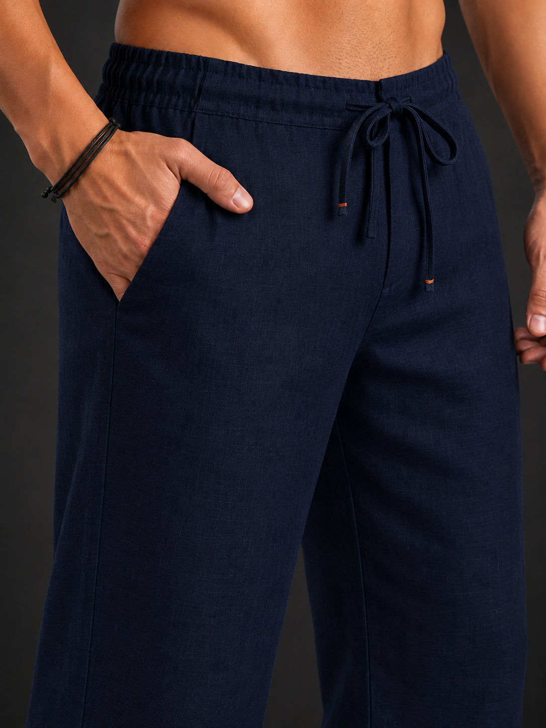 Linen Relaxed-Fit Regular Trousers for Men