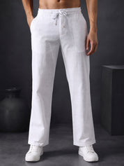 Linen Relaxed-Fit Regular Trousers for Men