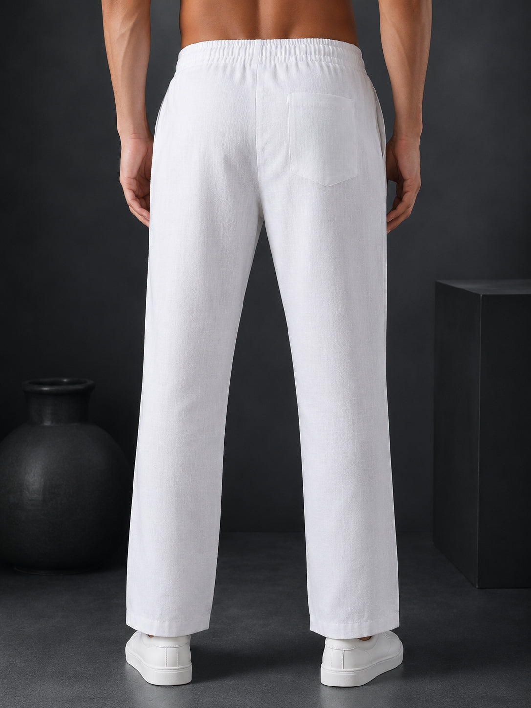 Linen Relaxed-Fit Regular Trousers for Men