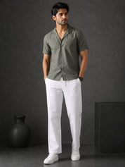 Linen Relaxed-Fit Regular Trousers for Men